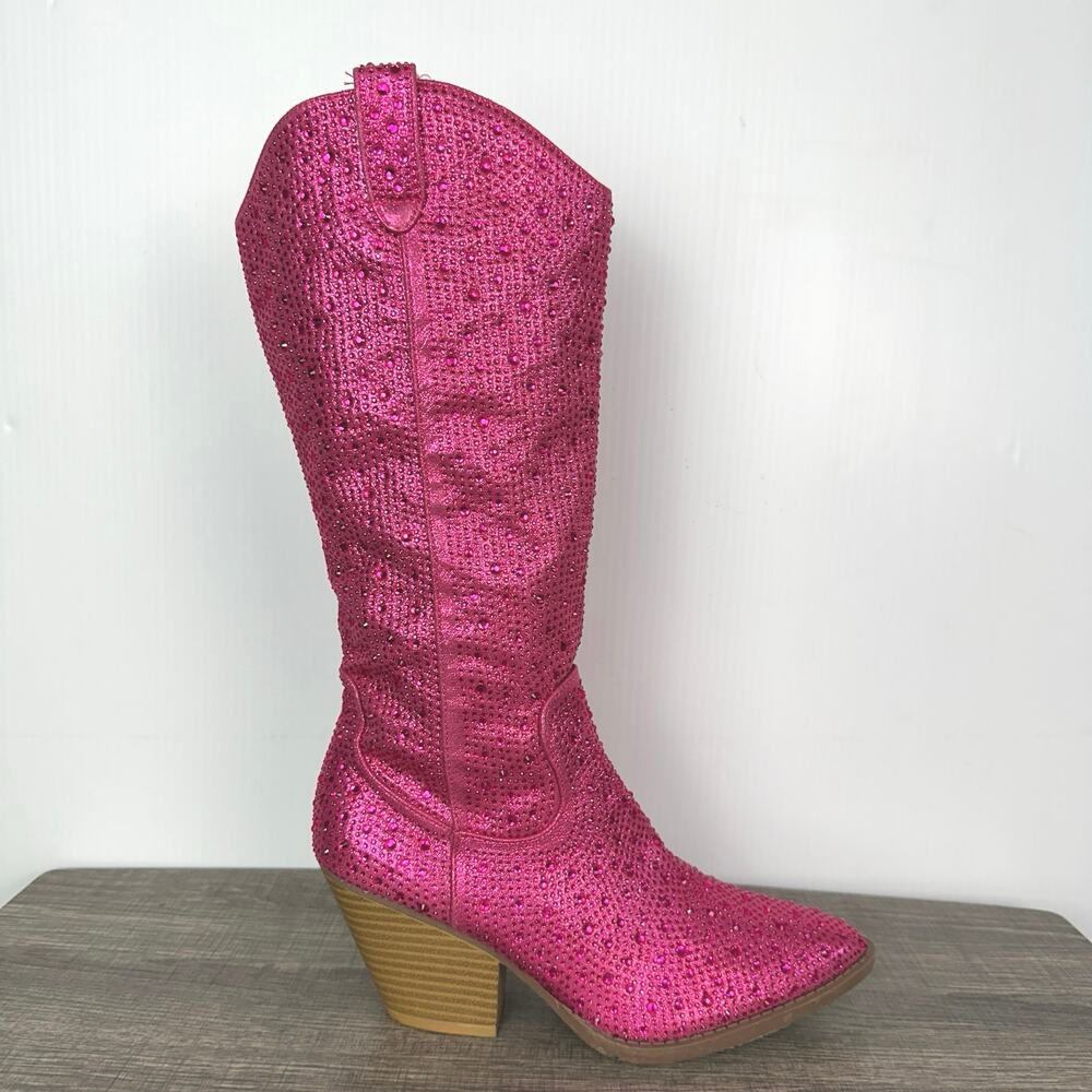 Pink Rhinestone Cowboy Boots Size 8.5 - Picture 2 of 10